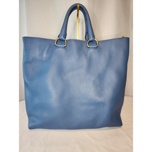 Prada Vitello Daino Shopping Tote Crossbody Bag Cobalto Blue BN1713 Made Italy - Picture 9 of 16